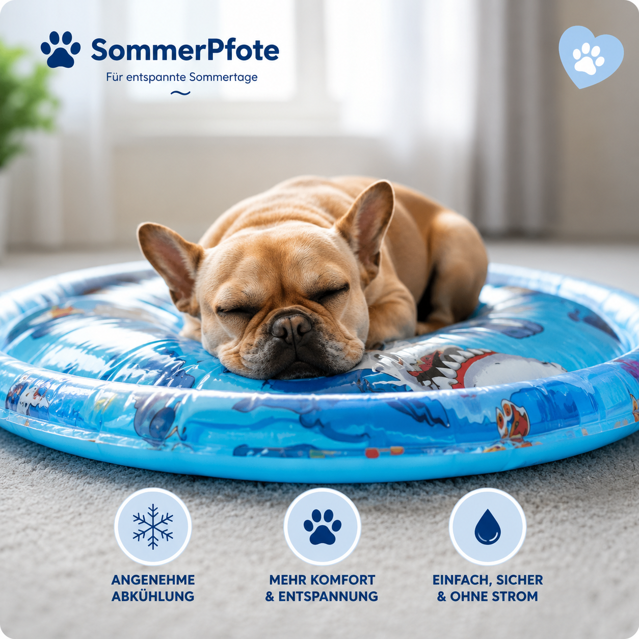 SommerPfote™ – Kühlendes Wasserbett für Hunde & Katzen
