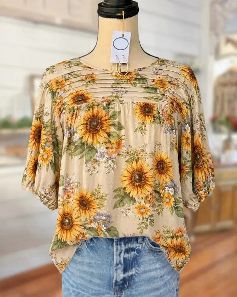 STOCKHOLMWEAR® | Livia Blus med Blommönster &amp; Spetsdetaljer