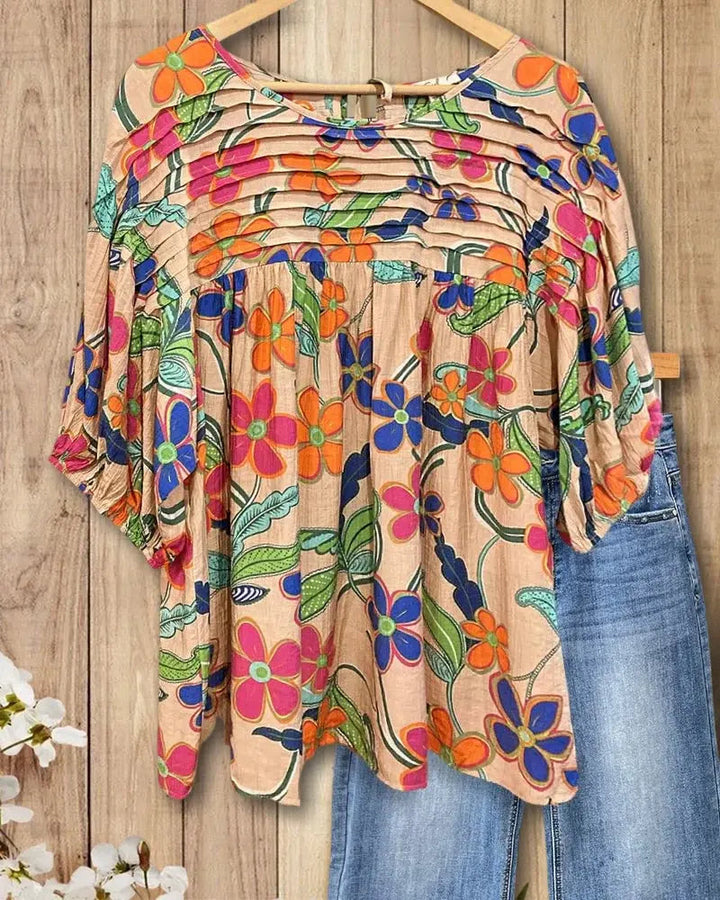 STOCKHOLMWEAR® | Livia Blus med Blommönster &amp; Spetsdetaljer